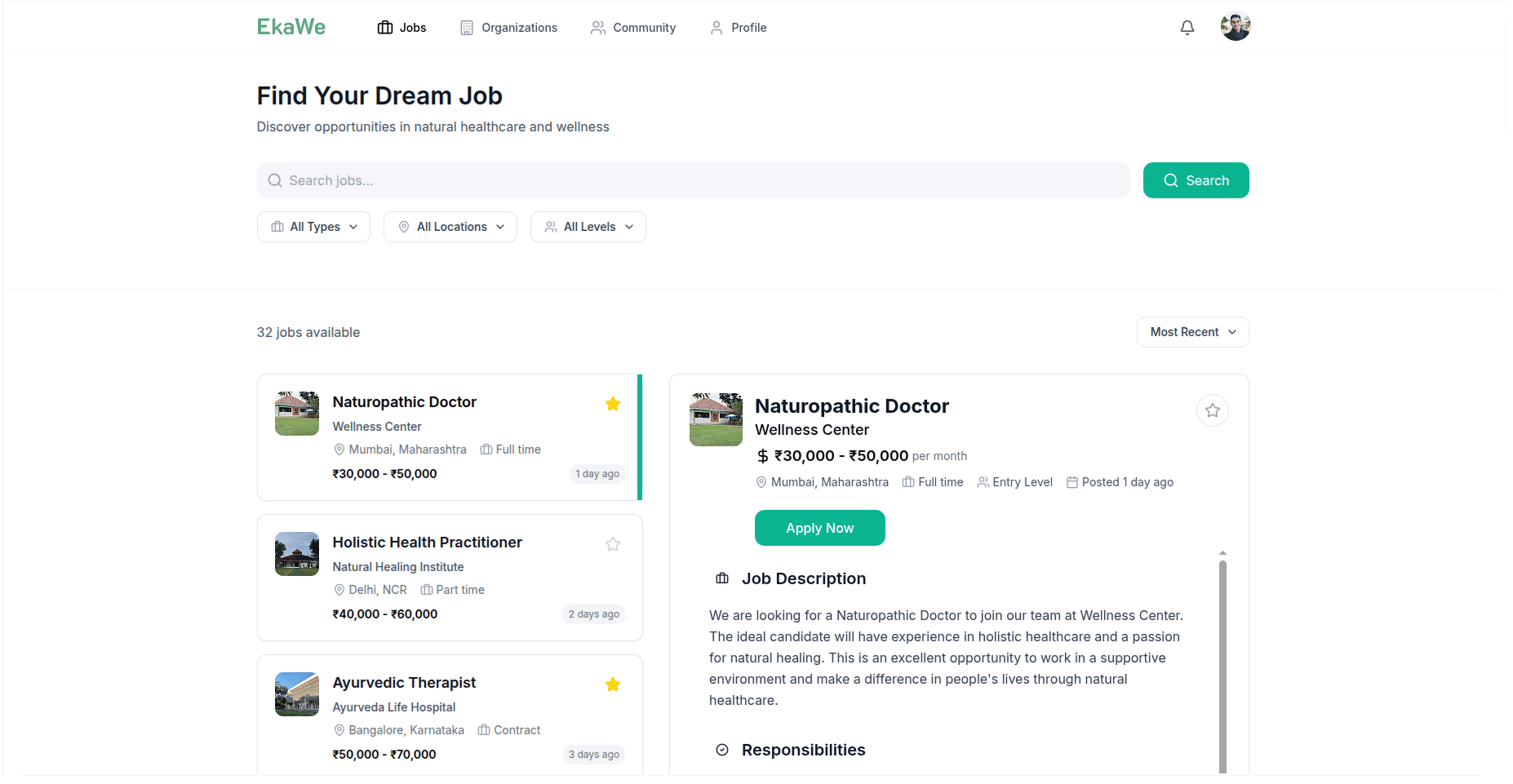 Jobs Listing Page